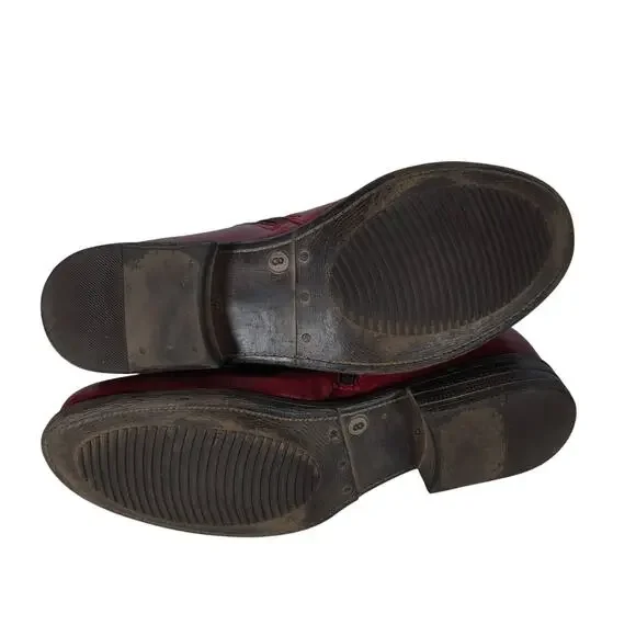 Miz Mooz Luna Ankle Boots 8 Red Leather Ruched Slouchy Relaxed Casual Chic - Picture 7 of 11